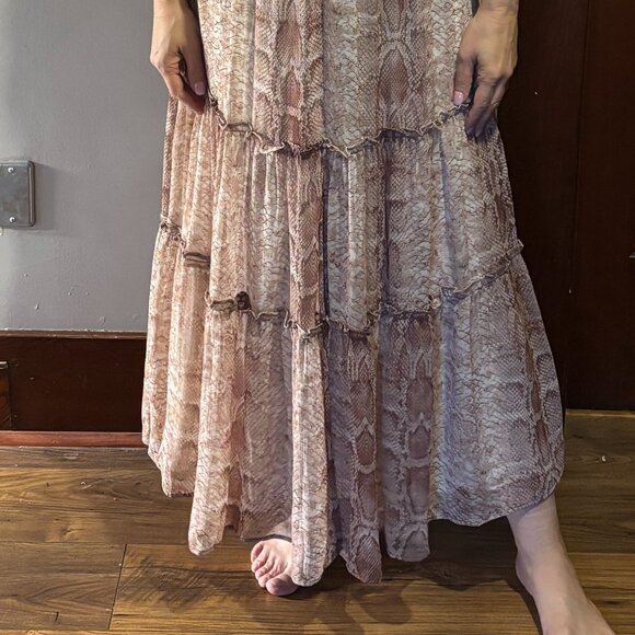 Anthropologie Short Sleeve Tiered Midi Dress - Picture 5 of 8